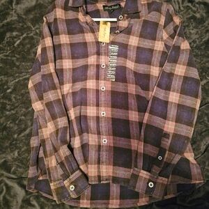 New With Tags North River Plaid Purple Button-Up Longsleeve Top